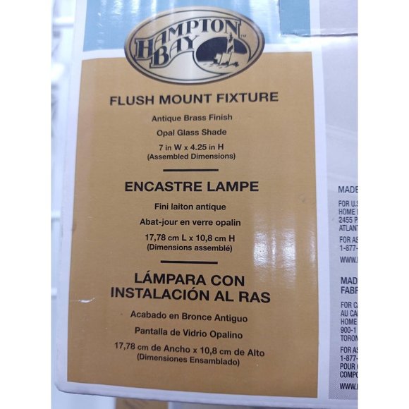 2pc.Antique Brass Hampton Bay Flush Mount Ceiling Fixture Round Lamp Fixtures - Picture 3 of 4